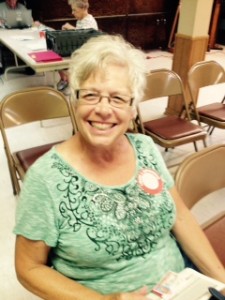 Joyce Mitcheal, member, waiting to donate blood. Thanks Joyce!!
